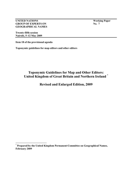 Toponymic Guidelines for Map and Other Editors: United Kingdom of Great Britain and Northern Ireland *