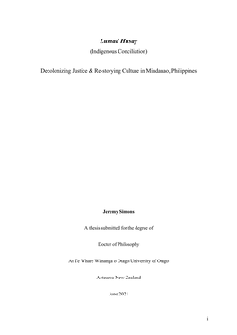 Lumad Husay (Indigenous Conciliation)