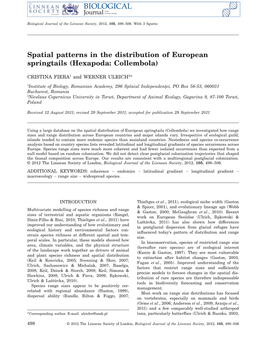 Spatial Patterns in the Distribution of European Springtails (Hexapoda: Collembola)