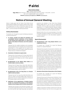 Notice of Annual General Meeting