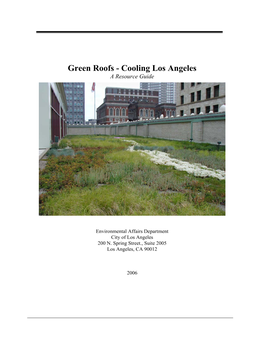 Green Roofs - Cooling Los Angeles a Resource Guide