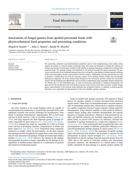 Food Microbiology Association of Fungal Genera from Spoiled