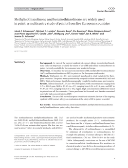 Methylisothiazolinone and Benzisothiazolinone Are Widely Used in Paint: a Multicentre Study of Paints from Five European Countries