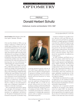 Download a Profile of Donald Schultz by Rodney D Watkins Clin Exp Optom 2004