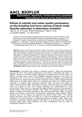 AACL BIOFLUX Aquaculture, Aquarium, Conservation & Legislation International Journal of the Bioflux Society