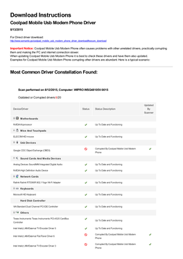 Driver Download Instructions