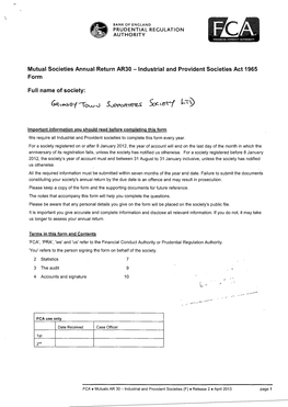Mutual Societies Annual Return AR30 - Industrial and Provident Societies Act 1965 Form
