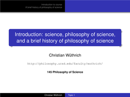 Introduction: a Brief History of Philosophy of Science