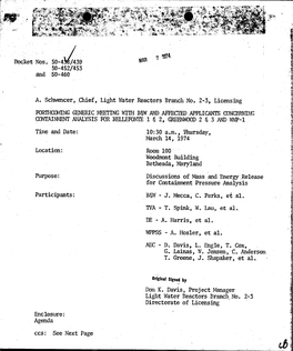 03/14/1974 Notice of Forthcoming Meeting Regarding Discussions Of