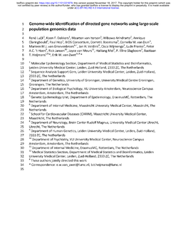 Genome-Wide Identification of Directed Gene Networks Using Large-Scale 2 Population Genomics Data 3 4 René Luijk1, Koen F