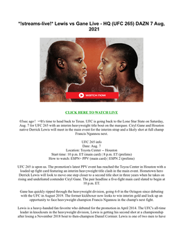 Lewis Vs Gane Live - HQ (UFC 265) DAZN 7 Aug, 2021