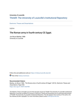 The Roman Army in Fourth-Century CE Egypt