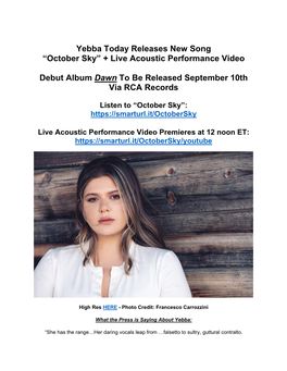 “October Sky” + Live Acoustic Performance Video Debut Album