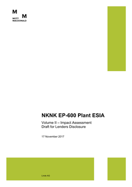 NKNK EP-600 Plant ESIA Volume II – Impact Assessment Draft for Lenders Disclosure
