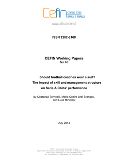 ISSN 2282-8168 CEFIN Working Papers