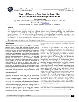 Study of Mangrove Flora Along the Zuari River (Case Study on Curtorim Village – Goa- India)