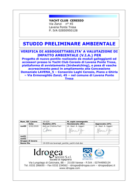 Studio Preliminare Ambientale