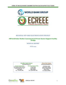 Off-Grid Solar Market Assessment & Private Sector Support Facility Design