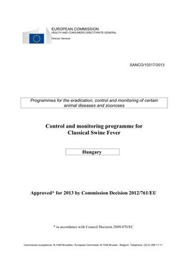 Control and Monitoring Programme for Classical Swine Fever