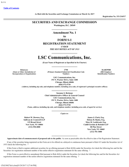 LSC Communications, Inc. (Exact Name of Registrant As Specified in Its Charter)