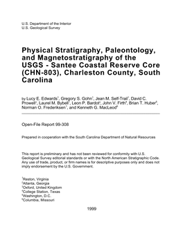 Physical Stratigraphy, Paleontology, and Magnetostratigraphy of the USGS - Santee Coastal Reserve Core (CHN-803), Charleston County, South Carolina