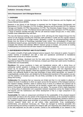 Environment Template (REF5) Page 1 Institution: University of Sussex Unit