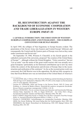 Iii . Reconstruction Against the Background of Economic Cooperation and Trade Liberalization in Western Europe 1945/47–53