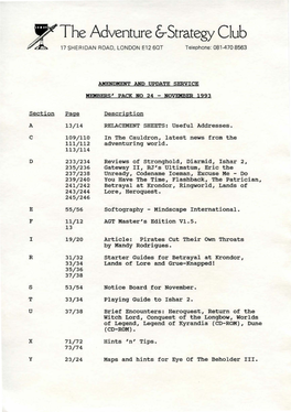 NOVEMBER 1993 Description RELACEMENT SHEETS