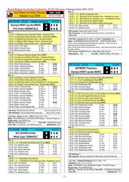 Royal Belgian Ice Hockey Federation, ELITE Division, Championship 2009-2010 Royal Belgian Ice Hockey Federation ERE / HON Per