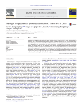 The Origin and Geochemical Cycle of Soil Selenium in a Se-Rich Area of China