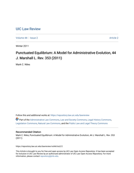 Punctuated Equilibrium: a Model for Administrative Evolution, 44 J. Marshall L. Rev. 353 (2011)