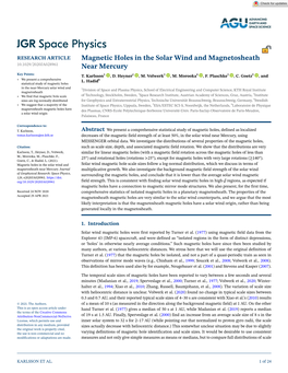 Magnetic Holes in the Solar Wind and Magnetosheath Near Mercury