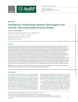 Intraspecific Relationships Between Floral Signals and Rewards With