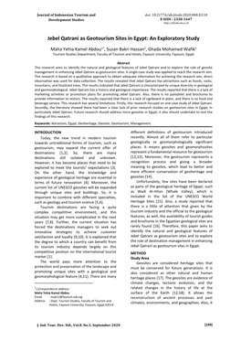 Jebel Qatrani As Geotourism Sites in Egypt: an Exploratory Study