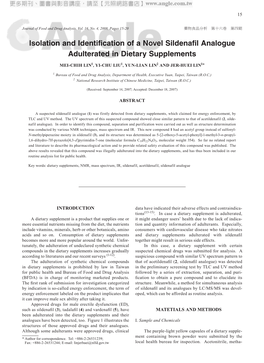 Isolation and Identification of a Novel Sildenafil Analogue Adulterated in Dietary Supplements