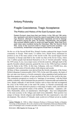 Antony Polonsky• Fragile Coexistence, Tragic Acceptance