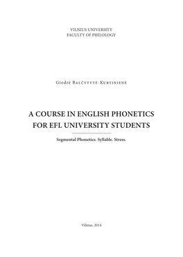 A Course in English Phonetics for Efl University Students