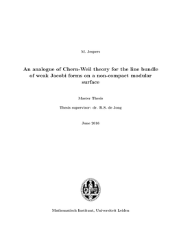 An Analogue of Chern-Weil Theory for the Line Bundle of Weak Jacobi Forms on a Non-Compact Modular Surface