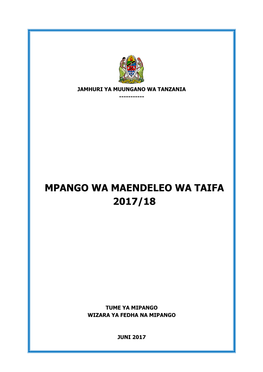 Mpango Wa Maendeleo Wa Taifa 2017/18