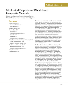 Mechanical Properties of Wood-Based Composite Materials Zhiyong Cai, Supervisory Research Materials Engineer Robert J