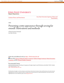 Presenting a Retro Appearance Through Sewing for Oneself: Motivations and Methods Charity Suzanne Armstead Iowa State University