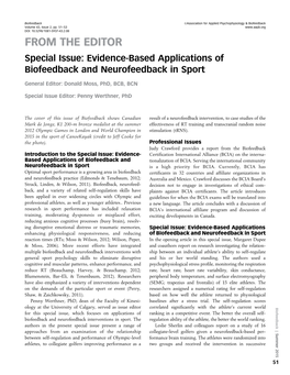 Special Issue: Evidence-Based Applications of Biofeedback and Neurofeedback in Sport