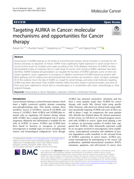 Targeting AURKA in Cancer: Molecular Mechanisms And