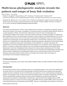 Multi-Locus Phylogenetic Analysis Reveals the Pattern and Tempo of Bony Fish Evolution