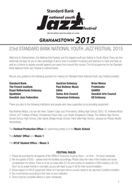 23Rd STANDARD BANK NATIONAL YOUTH JAZZ FESTIVAL 2015