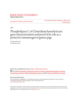 Phospholipase C of Clostridium Hemolyticum: Gene Characterization
