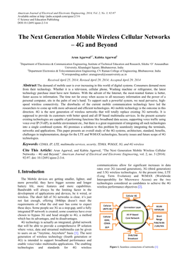 The Next Generation Mobile Wireless Cellular Networks – 4G and Beyond