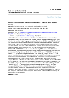 Effect of First Trimester Subchorionic Haemorrhage on Pregnancy