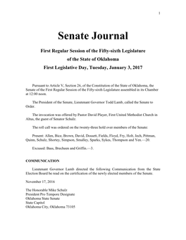 Senate Journal Jan 03, 2017