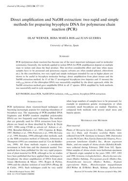 Direct Amplification and Naoh Extraction